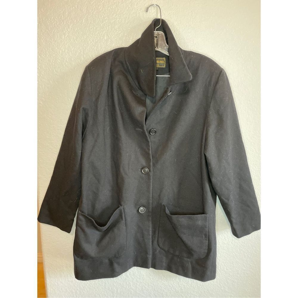 Kristen Blake coat black 3/4 length jacket womens large made in USA winter coat‎